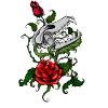 Skull and roses