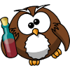 drunk owl with wine