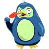 Frozen Pinguin isst Eis
