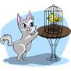 Chat avec oiseau