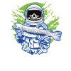 The skeletal astronaut while fishing.