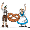 Bayrisches Paar mit Riesenbrezel