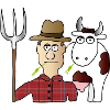 Peasant & Cow | Farmer | Cows Milking | pitchfork