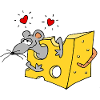 petite souris aime coeurs fromage amour cadeau mignon