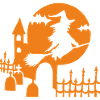 Halloween - witch cemetery - orange
