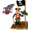 pirate parrot raft shark