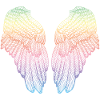 Ailes d'ange plumes en forme de coeur en forme d'arc-en-ciel