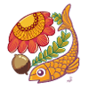 Fish and autumn flower