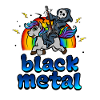 La música metal negro potro del unicornio del arco iris del ventilador rosa