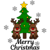 Moose with tree Merry Christmas