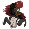 Raven on skull