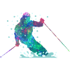 Bunter Skifahrer