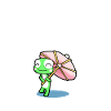 Happy Frog with a Pink Party Umbrella in the Rain