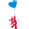 teddy holding a heart balloon