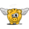 Sparschwein mit Flügel und Heiligenschein