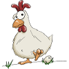 Pollo divertente con il regalo uovo di gallina contadino