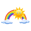 Sun, rainbow and clouds