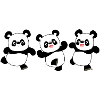 Tres dibujos animados lindo Panda Bear de Alegre