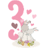 Numéro d'anniversaire 3 Hasenfamilie