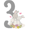 Numéro d'anniversaire 3 Hasenfamilie