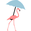 Flamingo mit Regenschirm oder Sonnenschirm