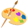 Paint palette and brush