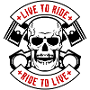 Live to ride skull black