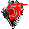Turbocharger with chassis and cylinder