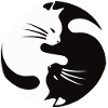 2 cats cuddle ,ying yang