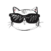 White cat with sunglasses