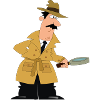 Detective with magnifying glass. Gift