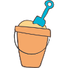 Beach bath with shovel