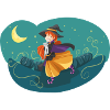 Witch Night Moon Cat