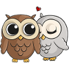 Comic Owls in Love