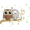Comic Owls in Love