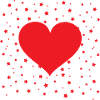 Cuore rosso con piccole stelle sullo sfondo