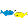 Fröhliche Fische Blau Gelb