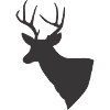 Silhouette trophy deer in black.