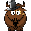 Buffalo Caricature with Monocle