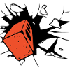 Brick crashes through