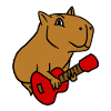 Capybara Playing Guitar Rock Guitarist Cartoon