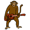 Monkey Playing Guitar Rock Guitarist Cartoon