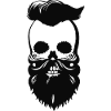 black bearded skull with sidecut