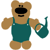 Bär mit Gießkanne