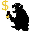 monkey sprayed dollar signs