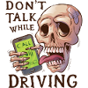 Skull with ringing mobile phone