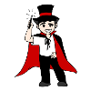 funny wizard with magic wand
