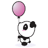 panda with baloon