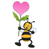 Bee with heart flower