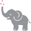 Funny baby elephant with hearts